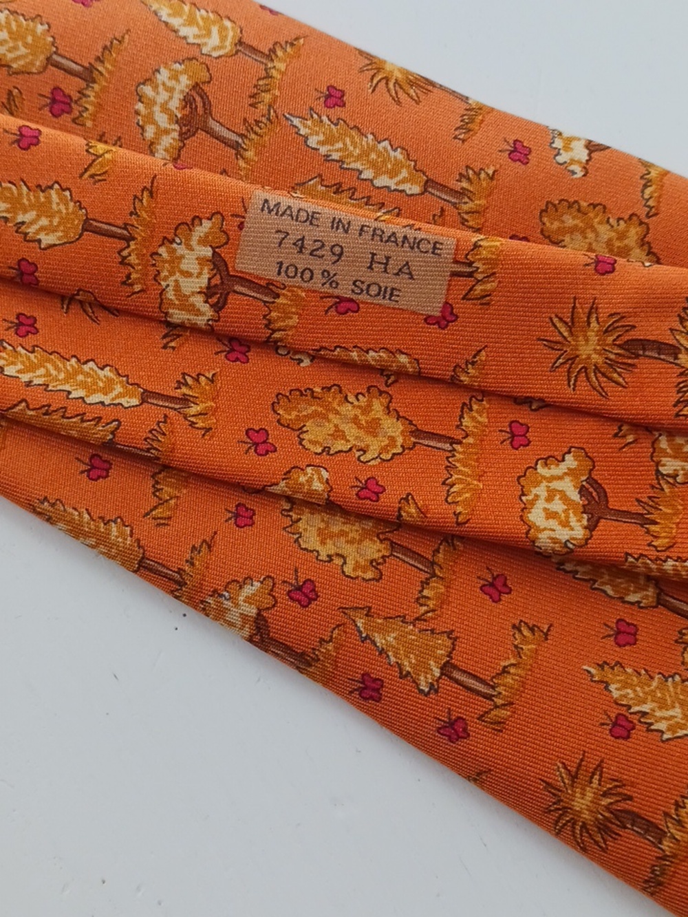 Hermes 7429 HA Vintage 1990s  Trees And Buterflies Silk Tie - Picture 7 of 14
